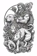 Roman god Pluto with Cerberus tattoo design idea