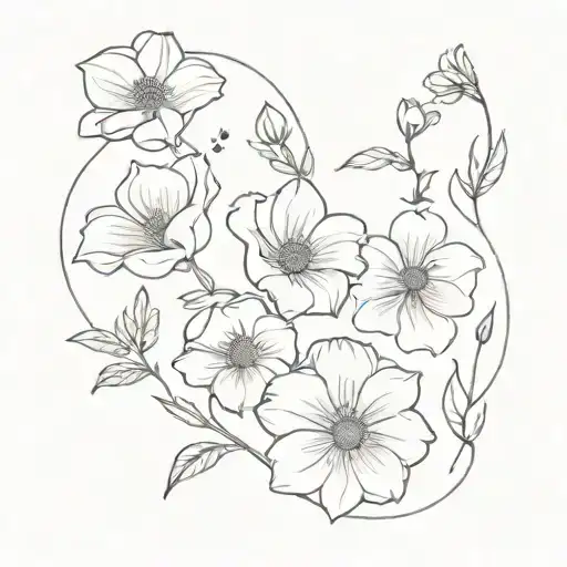  october, january, may, june, july, and august birth month flowers tattoo design idea
