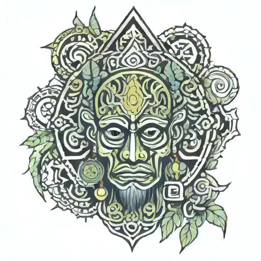 ayahuasca amazon jungle psychedelic tribal shaman tattoo design idea