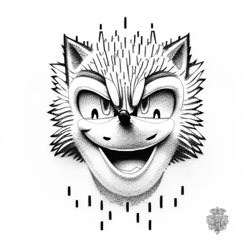 Sonic the hedgehog face tattoo design idea
