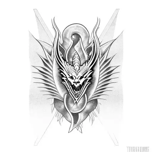dragon wings, symmetril, smokey tips tattoo design idea