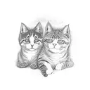 3 cats. Alpha, Que, and Yuki. Alpha is male, and Que and Yuki are female. Yuki is the mother of the two and is furry.  tattoo design idea