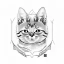 3 cats. Alpha, Que, and Yuki. Alpha is male, and Que and Yuki are female. Yuki is the mother of the two and is furry.  tattoo design idea