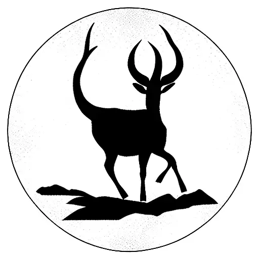 South Africa themed cave drawing with a springbok, table mountain and stick men tattoo design idea