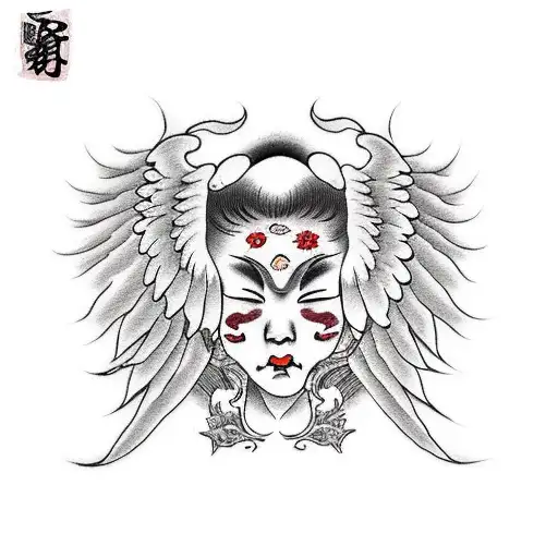 Crying angel tattoo design idea