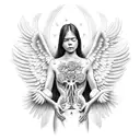Crying angel tattoo design idea