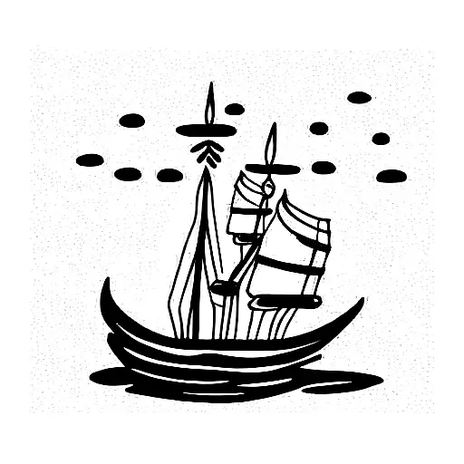 ships burning tattoo design idea
