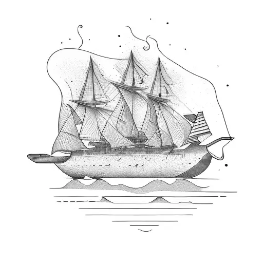 ships burning tattoo design idea