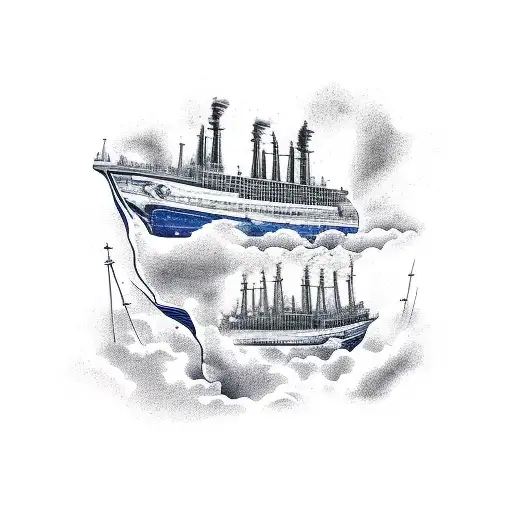 ships burning tattoo design idea