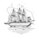 ships burning tattoo design idea
