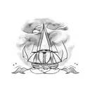 ships burning tattoo design idea