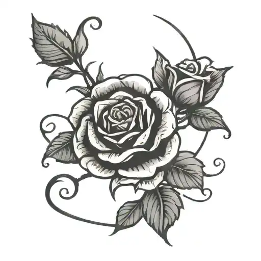 blackwork gothic rose tattoo design idea