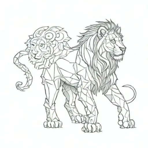 lion standing on hind legs tattoo design idea
