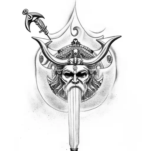 tattoo sleeve that incorporates figures of Poseidon with a trident near the wrist then add Athena and and the trample wi tattoo design idea