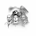 Mount Rushmore containing lebron James, Michael Jordan, Kobe Bryant, and Kevin Durant  tattoo design idea