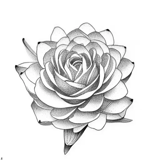 dainty rose, water lily, and chrysanthemum boquet tattoo design idea