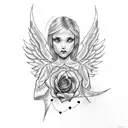 angel wings and a rose tattoo design idea
