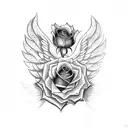 angel wings and a rose tattoo design idea