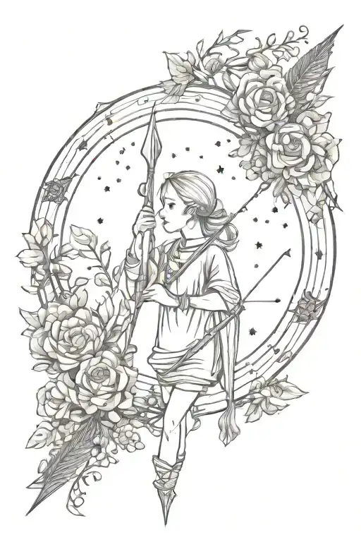 arrow looking, gemini son, delicate, moon tattoo design idea
