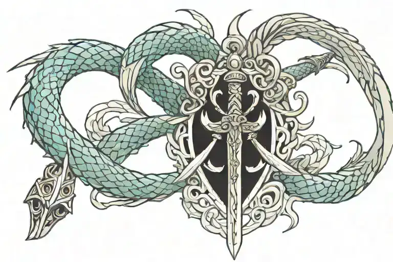 sword wing snake tattoo design idea
