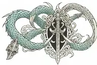 sword wing snake tattoo design idea