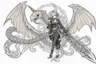 sword wing snake tattoo design idea