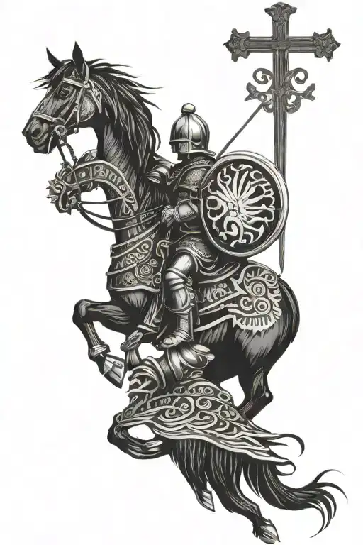 polish winged hussar no horse Irish Catholic cross tattoo design idea