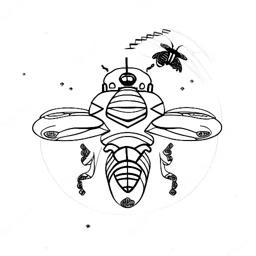 doodle bee cybersigilism tattoo design idea