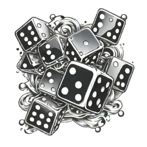 Dice cards floating tattoo design idea