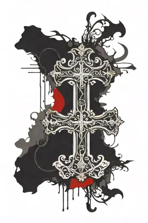 cross with filipino flag and roman numeral birthday with bible verse tattoo design idea