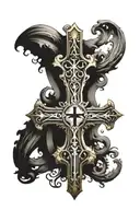 cross with filipino flag and roman numeral birthday with bible verse tattoo design idea