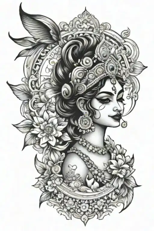 krishna cleavage  tattoo design idea