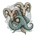 two headed goat snake wrapped tattoo design idea