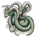 two headed goat snake wrapped tattoo design idea