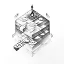 khinkali dumpling in a mountain as a treasure  tattoo design idea