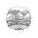 khinkali dumpling in a mountain as a treasure  tattoo design idea