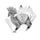 khinkali dumpling in a mountain as a treasure  tattoo design idea