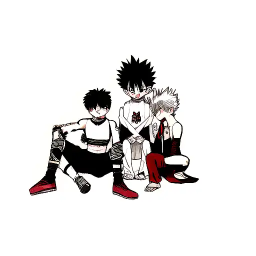 a manga panel styled tattoo of killua, hiei and feitan together  tattoo design idea