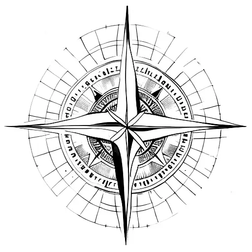 A minimalist tattoo of a compass with watercolor splashes, symbolizing the love for traveling and water tattoo design idea