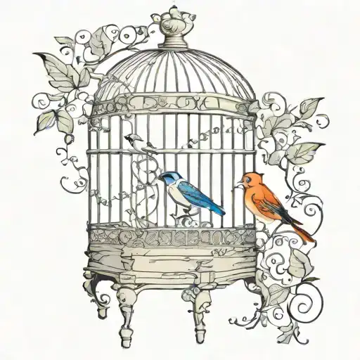 bird cage tattoo design idea