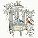 bird cage tattoo design idea