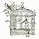 bird cage tattoo design idea