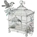 bird cage tattoo design idea