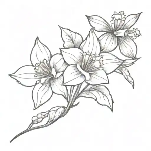 daffodil and cherry blossom tattoo design idea