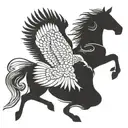 A hawk and horse running tattoo design idea