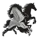 A hawk and horse running tattoo design idea
