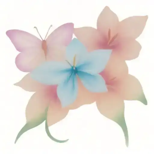 half butterfly half daffodils tattoo design idea