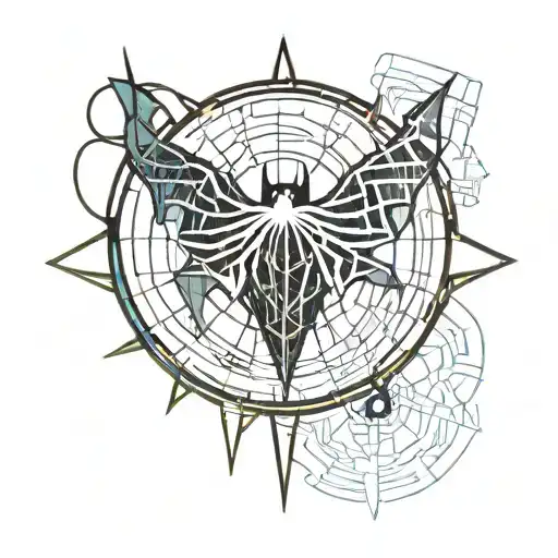  Christopher Nolan's Batman and Miles Morales Spider-Man symbols tattoo design idea