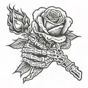 skeleton hand holding a rose tattoo design idea