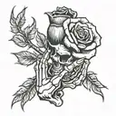 skeleton hand holding a rose tattoo design idea